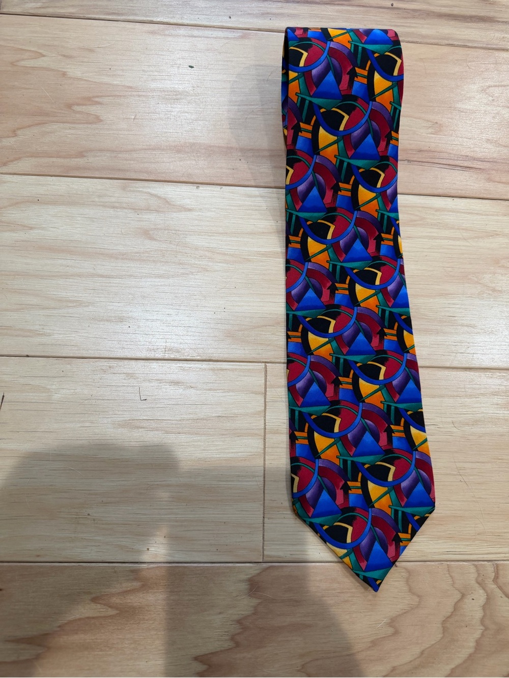 J. Garcia Clockworks Collection Eight Silk Tie Abstract Geometric Multicolor 4”